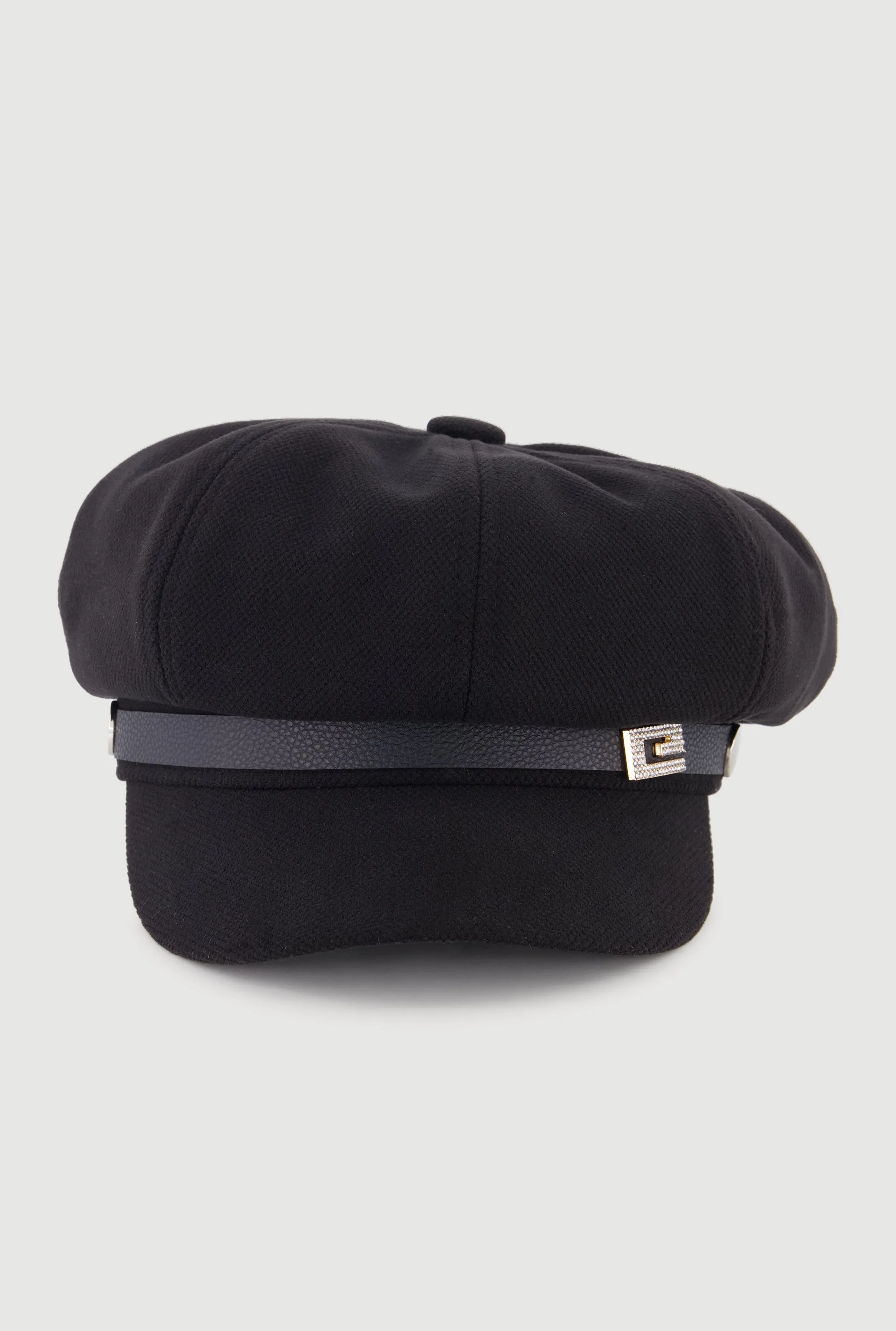 Rhinestone Pendant Faux Leather Trim Cabbie Hat sold by Rainbow product image thumbnail 5
