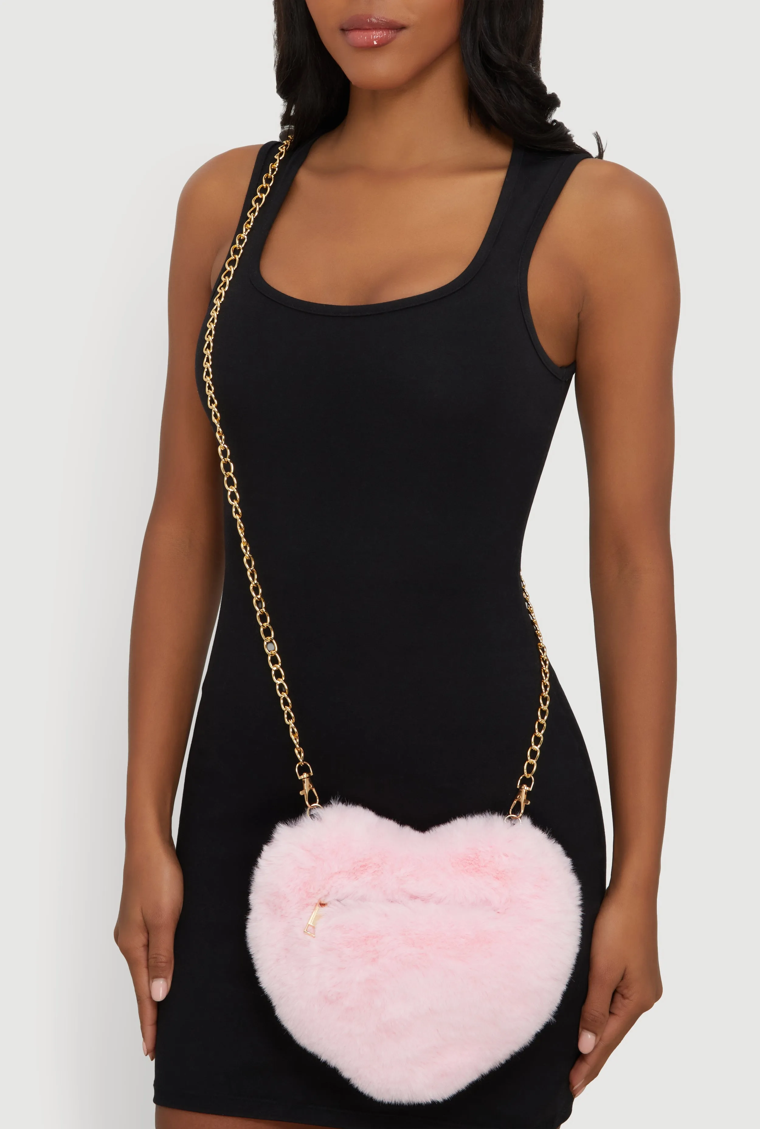Faux Fur Heart Shaped Convertible Crossbody Bag sold by Rainbow product image thumbnail 3