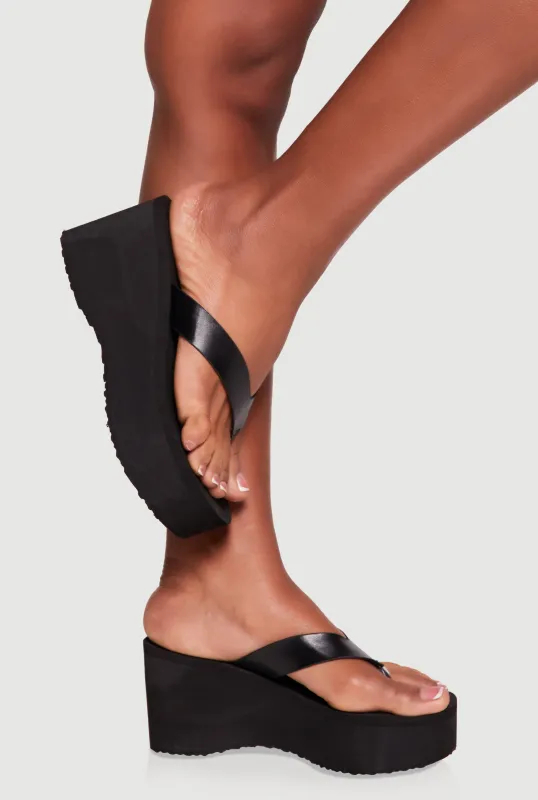 Platform Wedge Thong Sandals sold by Rainbow