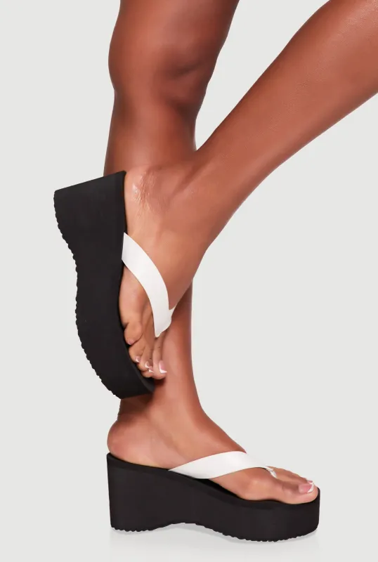 Platform Wedge Thong Sandals sold by Rainbow