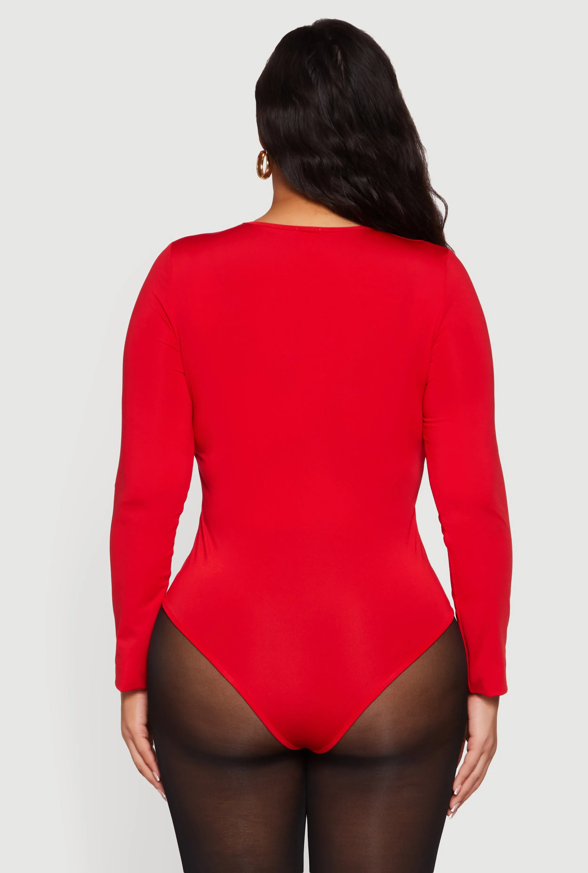 Plus Size Long Sleeve Solid Crew Neck Bodysuit sold by Rainbow product image thumbnail 5