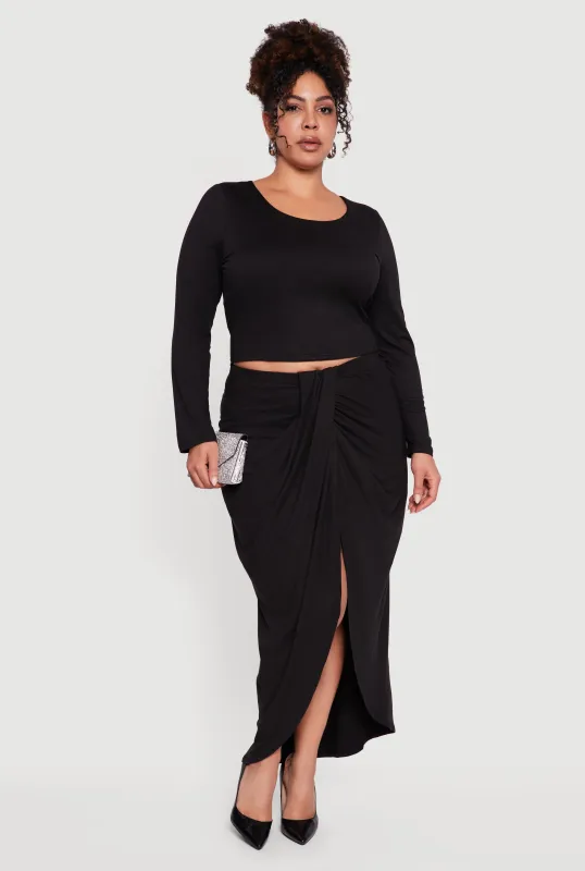 Plus Size Soft Knit Long Sleeve Scoop Neck Top sold by Rainbow