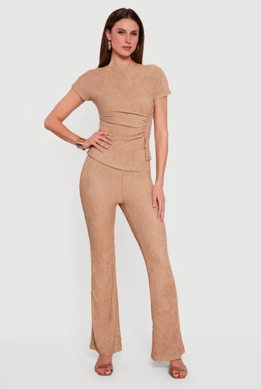 Textured Knit Pull On Slim Leg Pants sold by Rainbow