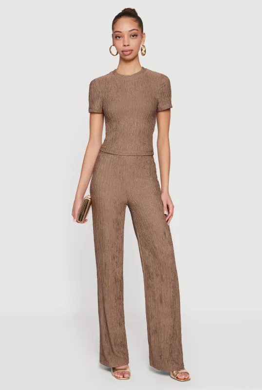 High Waisted Textured Knit Pull On Pants sold by Rainbow