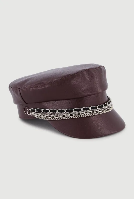 Layered Chain Detail Cabbie Hat sold by Rainbow