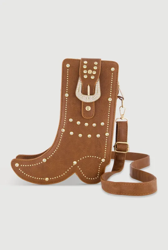 Studded Cowboy Boot Crossbody Bag sold by Rainbow
