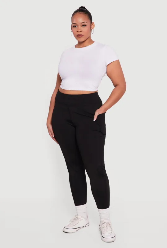 Plus Size Cell Phone Pocket High Waisted Leggings sold by Rainbow