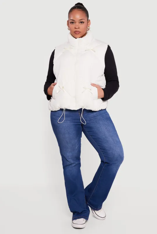 Plus Size Almost Famous Quilted Puffer Vest with Bows sold by Rainbow