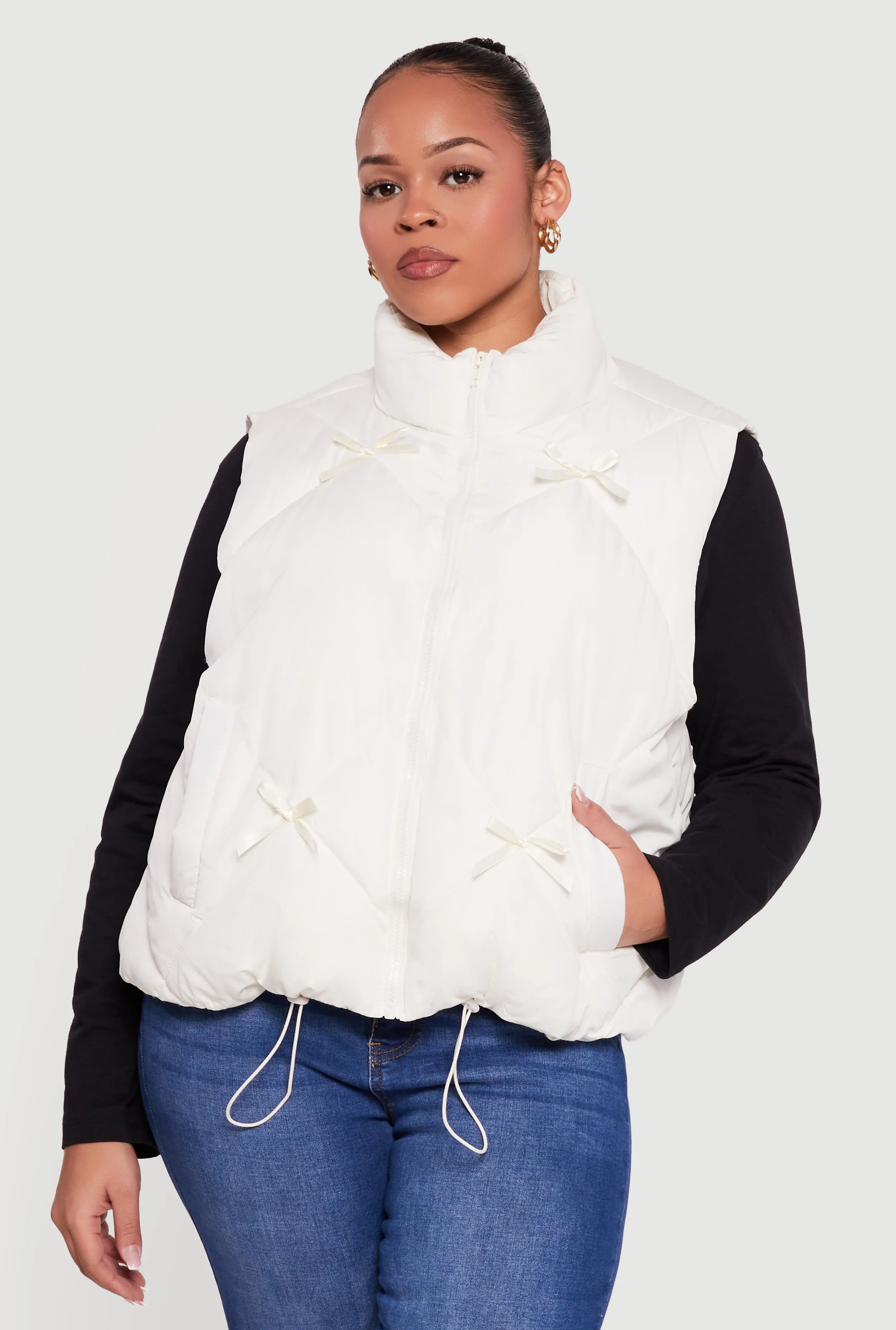 Plus Size Almost Famous Quilted Puffer Vest with Bows sold by Rainbow product image thumbnail 2