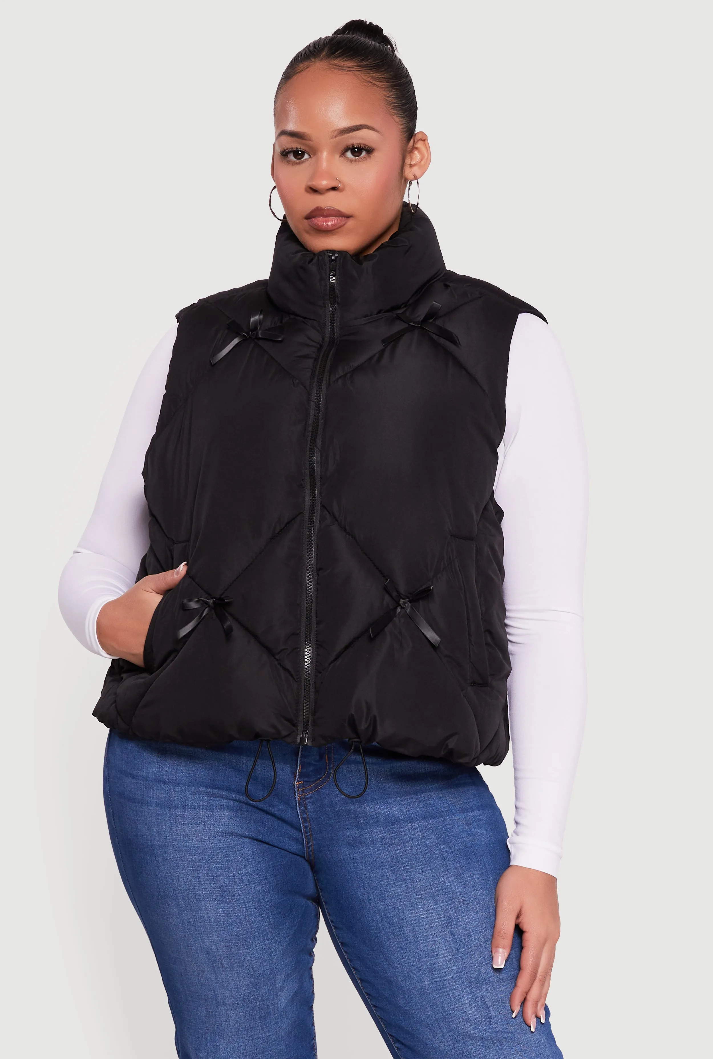 Plus Size Almost Famous Quilted Puffer Vest with Bows sold by Rainbow product image thumbnail 2