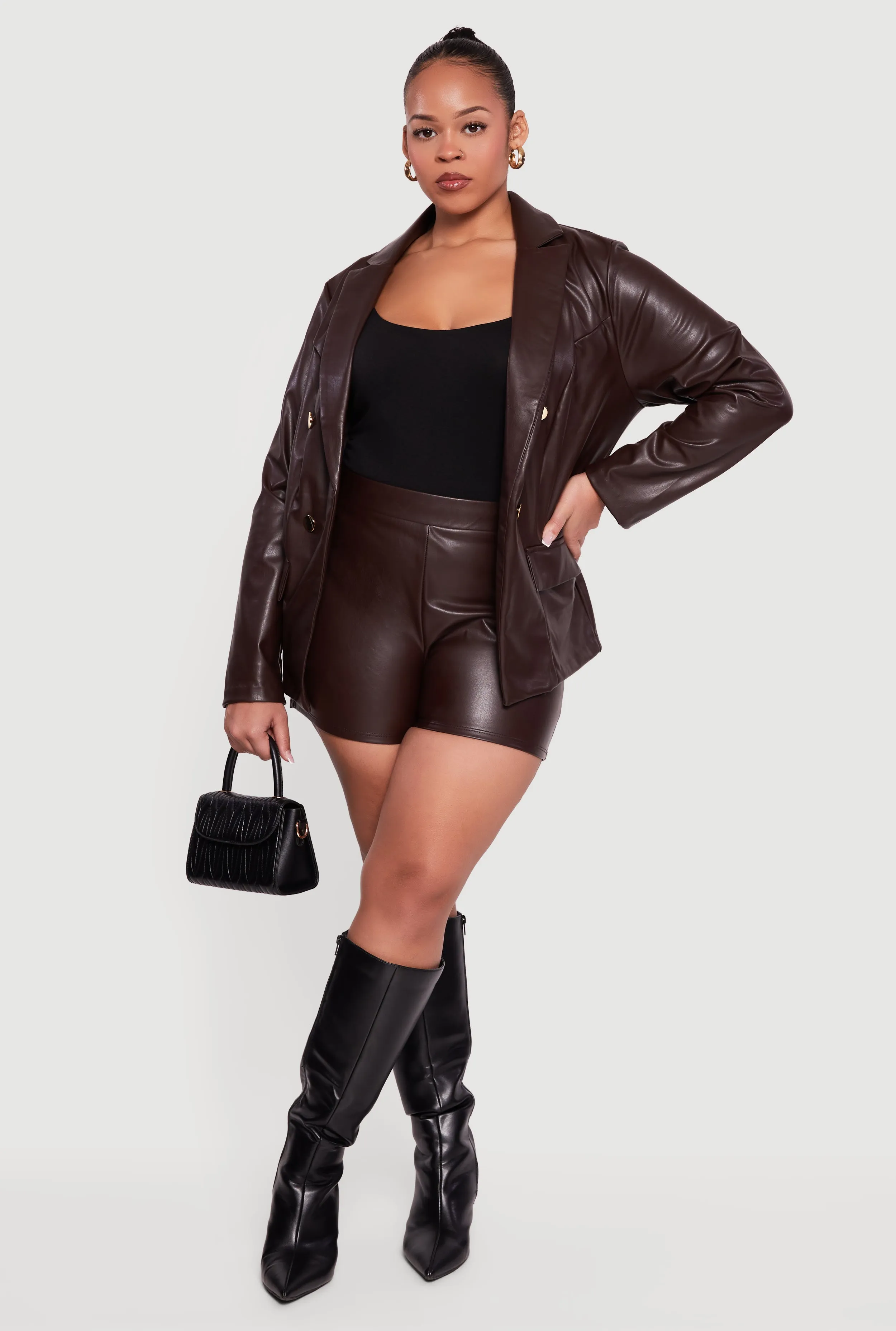 Plus Size Faux Leather Blazer sold by Rainbow product image thumbnail 2