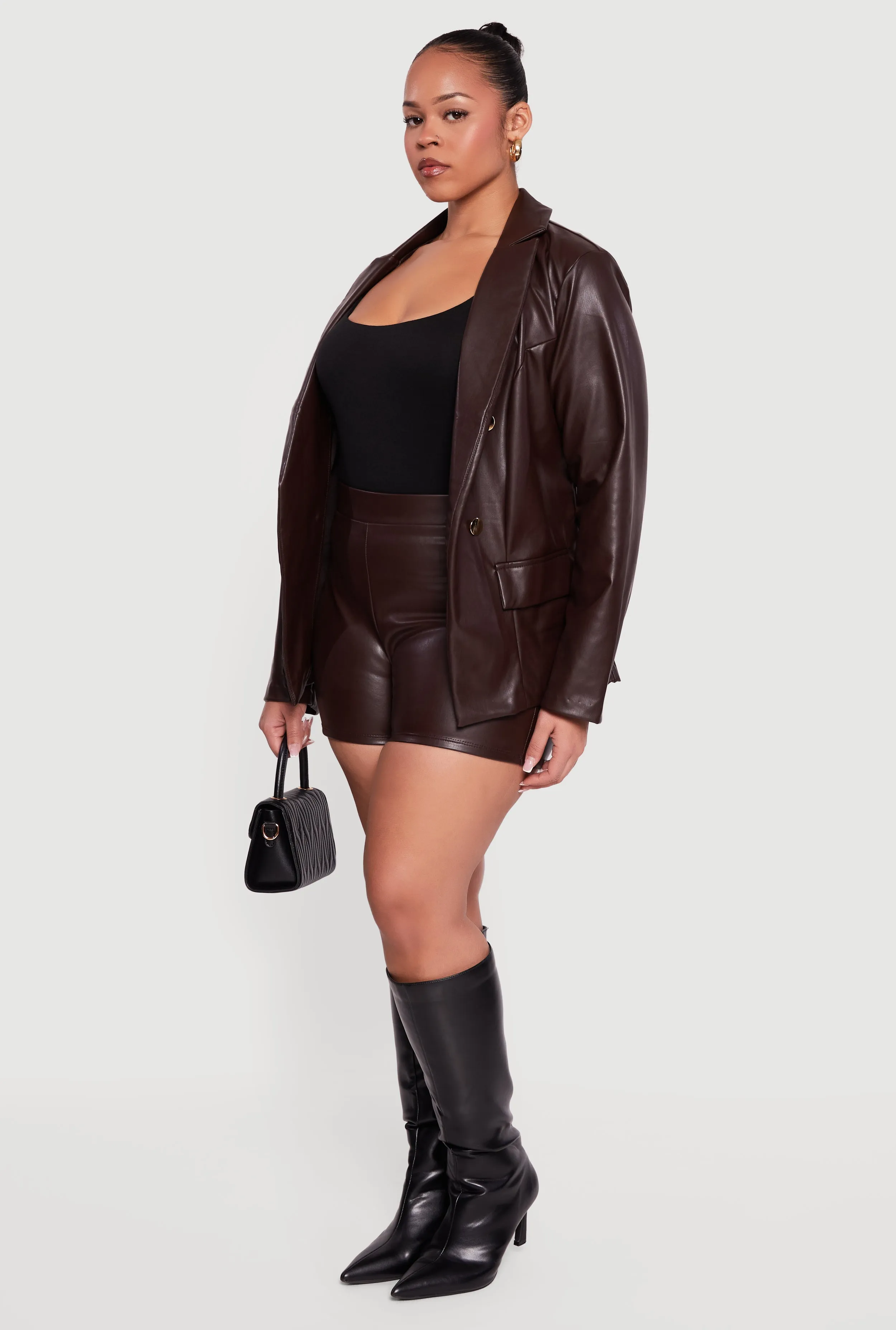 Plus Size Faux Leather Blazer sold by Rainbow product image thumbnail 3