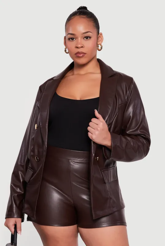 Plus Size Faux Leather Blazer sold by Rainbow