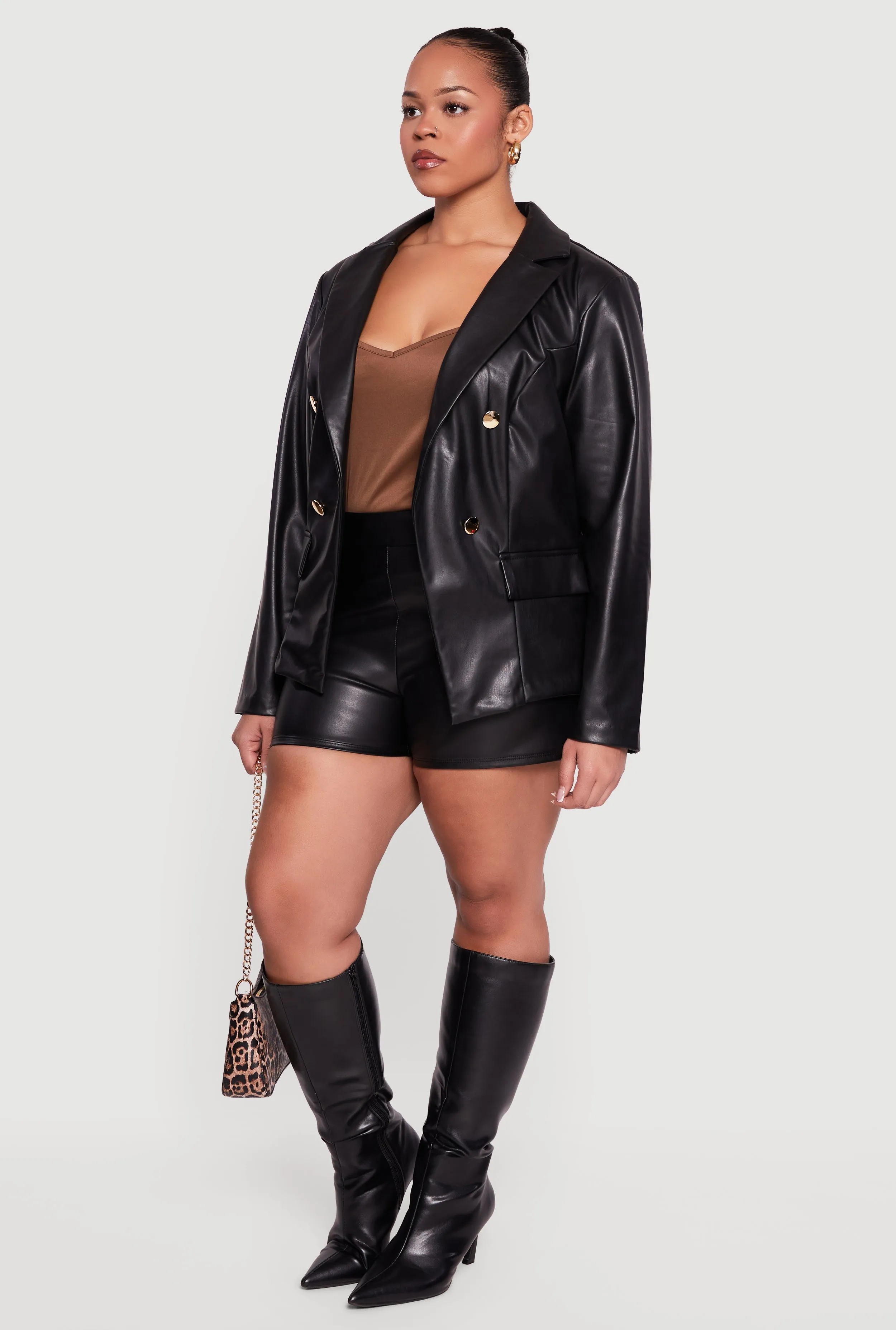 Plus Size Faux Leather Blazer sold by Rainbow product image thumbnail 3