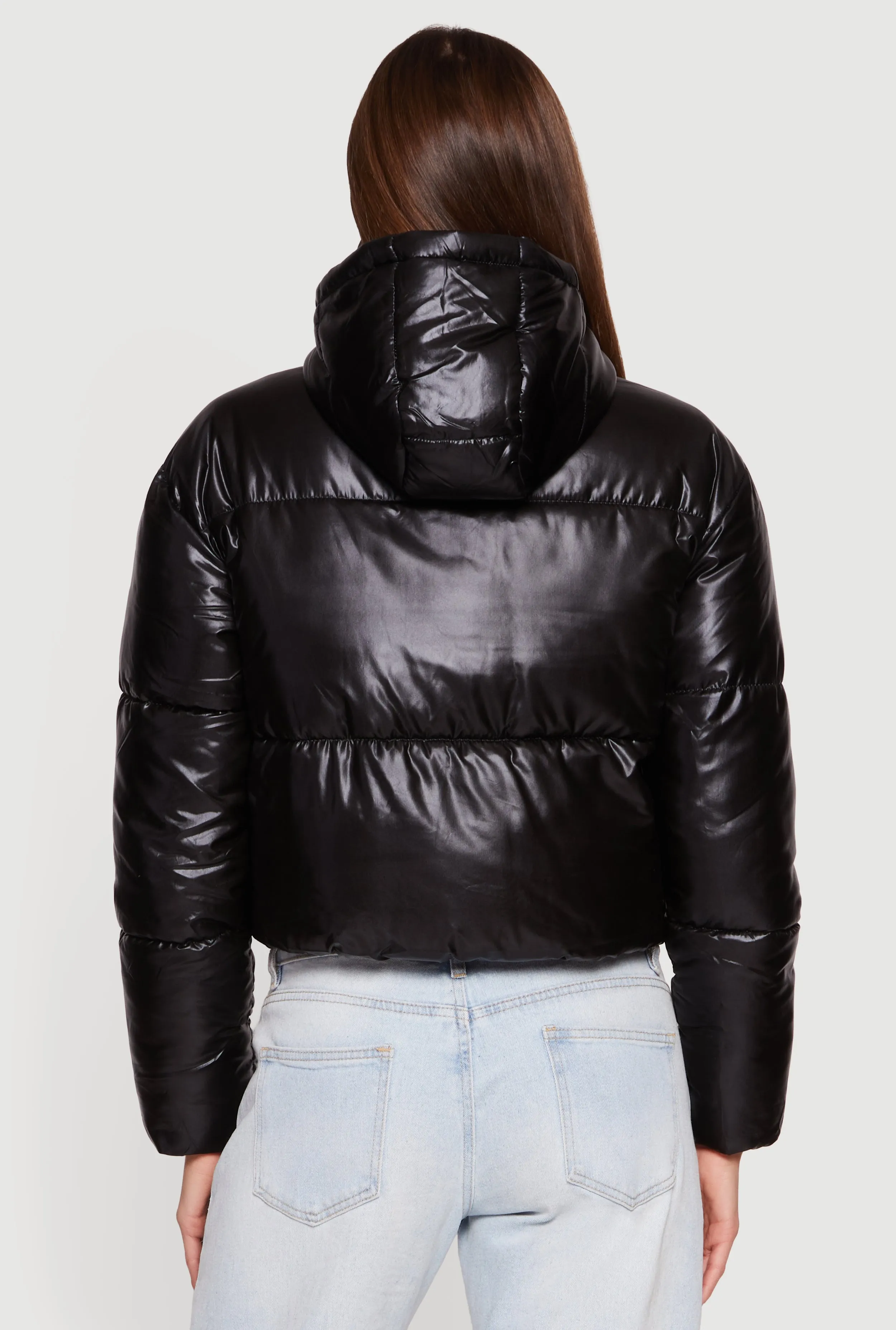 Hooded Shine Puffer Jacket with Zip Pockets sold by Rainbow product image thumbnail 5