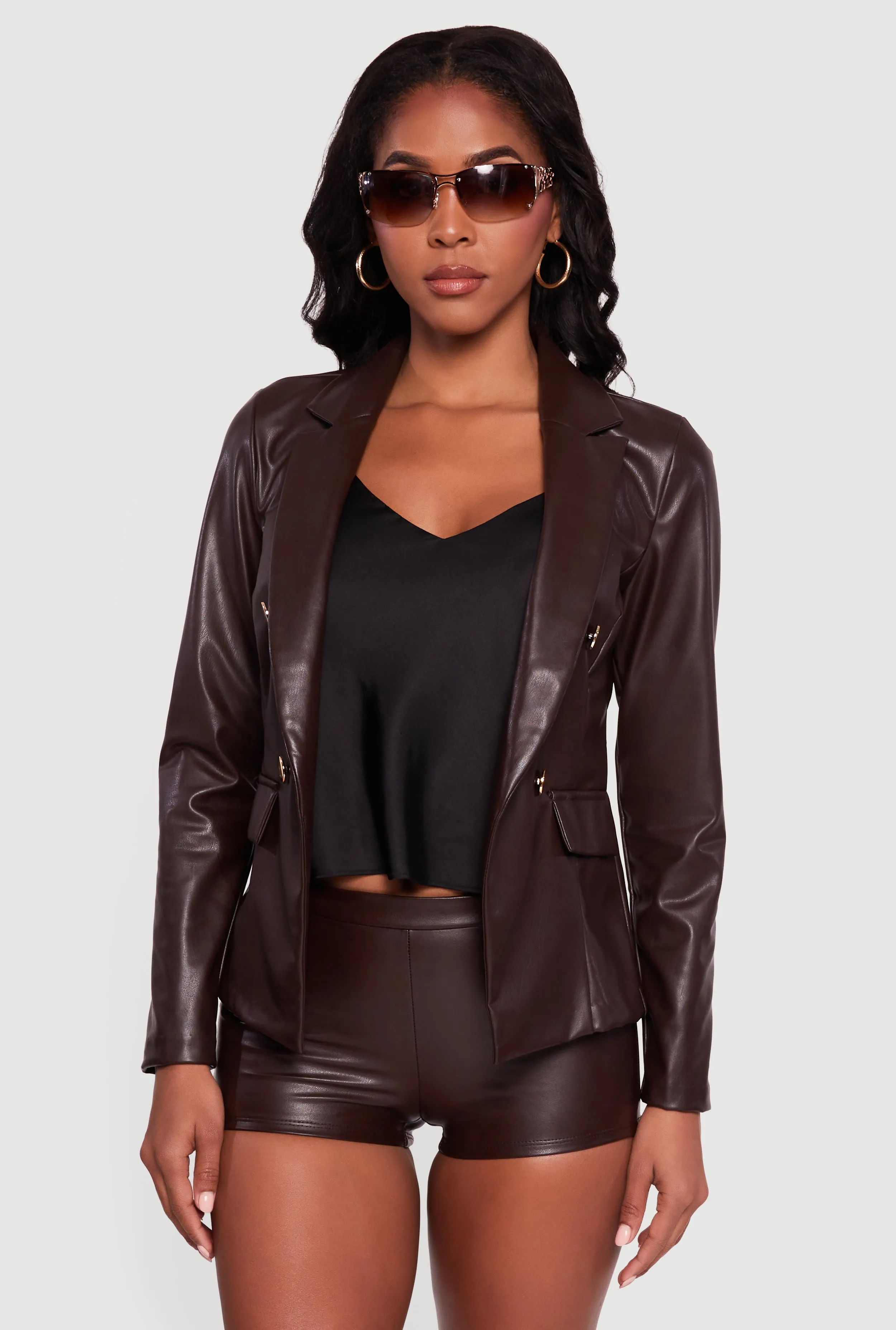 Faux Leather Fleece Lined Blazer sold by Rainbow product image thumbnail 2