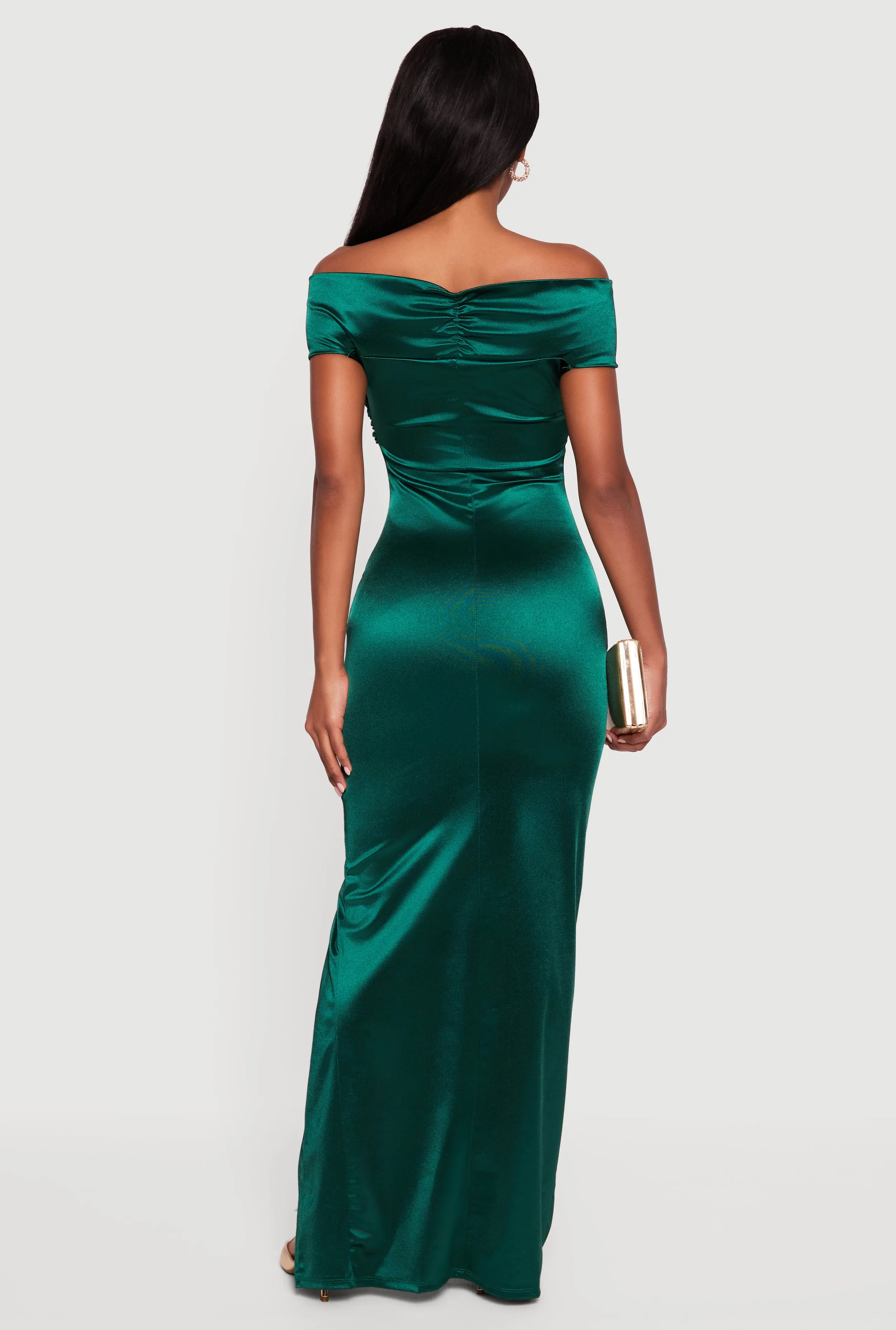 Twist Front Side Slit Satin Maxi Dress sold by Rainbow product image thumbnail 3