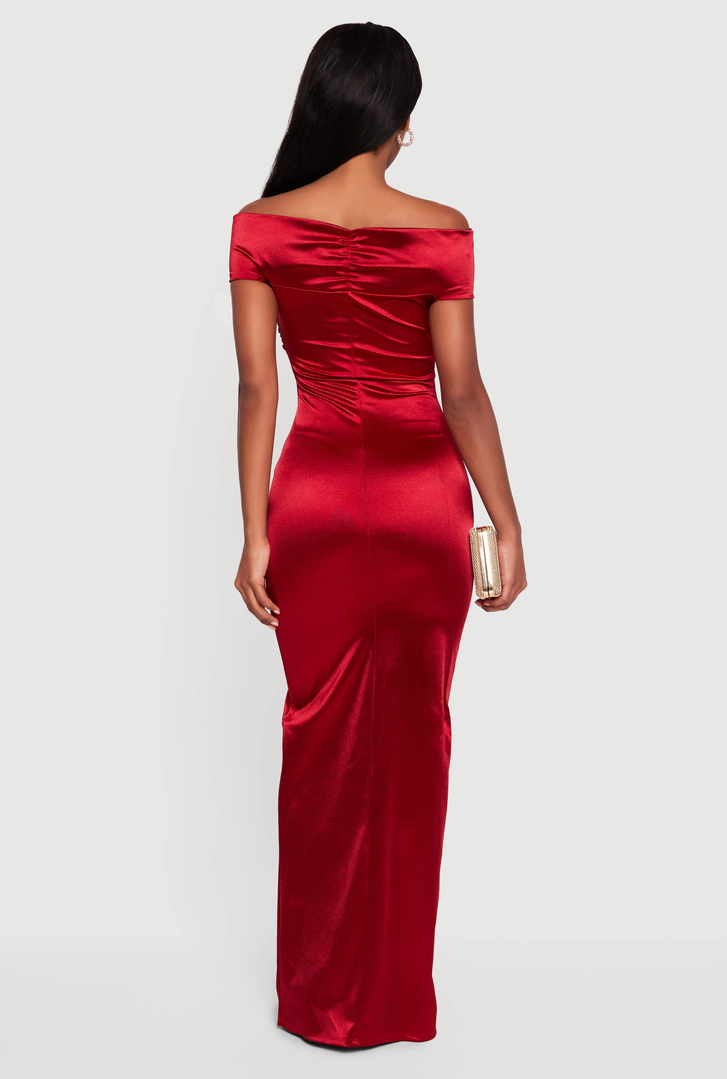 Twist Front Side Slit Satin Maxi Dress sold by Rainbow product image thumbnail 3