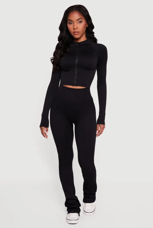 Seamless Ribbed High Waisted Flare Pants sold by Rainbow