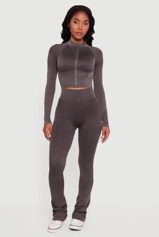 Acid Wash High Waisted Bootcut Active Pants sold by Rainbow