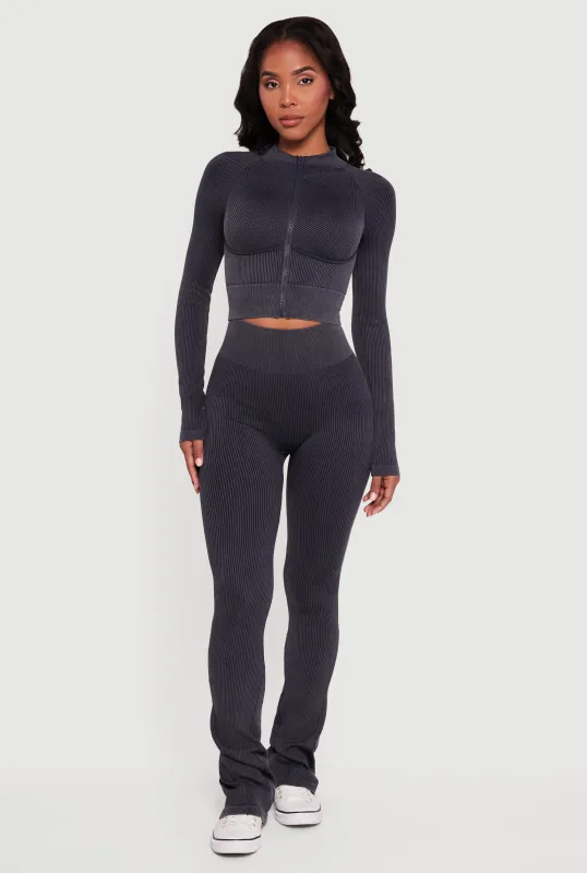 Acid Wash High Waisted Bootcut Active Pants sold by Rainbow