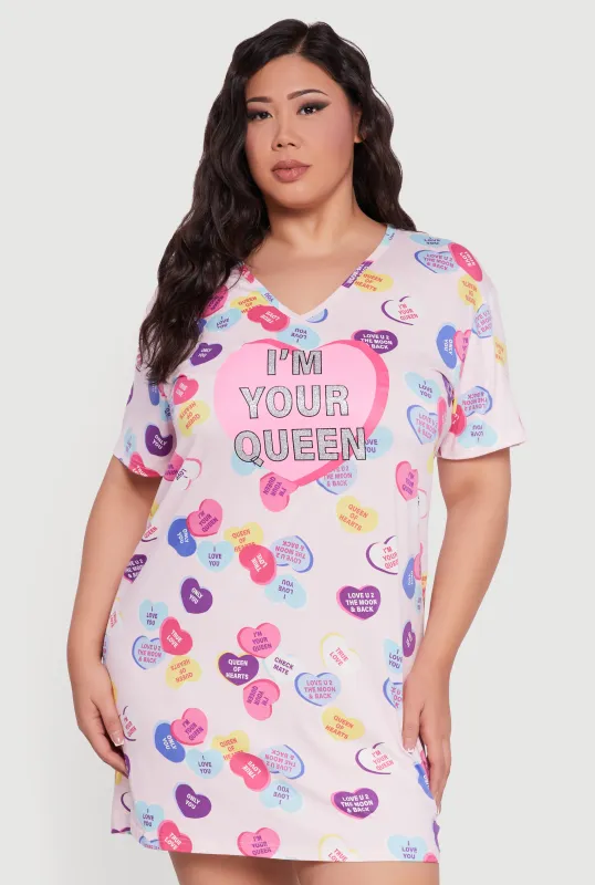 Plus Size Im Your Queen Graphic Sleepshirt sold by Rainbow