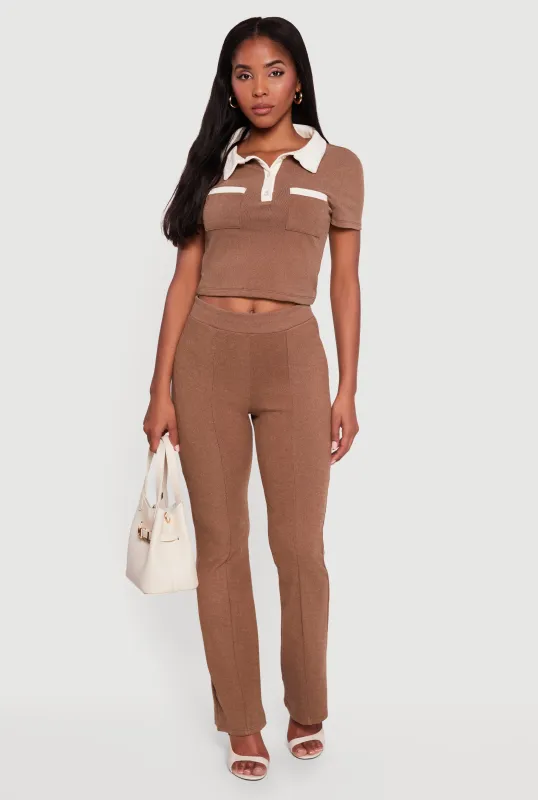 Contrast Trim Pull On Flare Pants sold by Rainbow