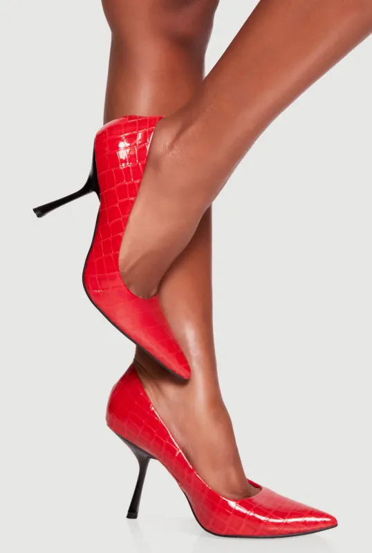 Pointed Toe Slant Spool High Heels sold by Rainbow