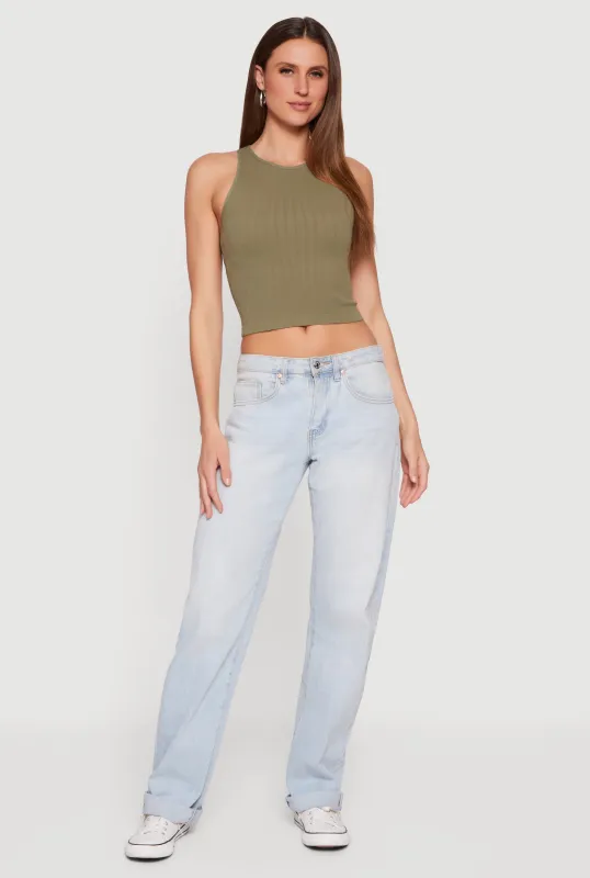 Ribbed Knit Seamless Cropped Tank Top sold by Rainbow