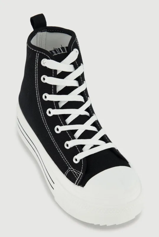 Lace Up High Top Platform Sneakers sold by Rainbow