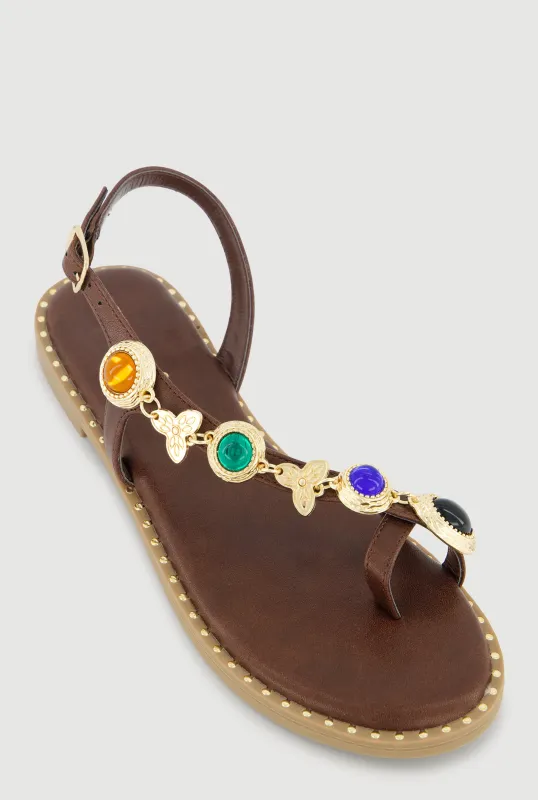 Charm Detail Toe Loop Sandals sold by Rainbow