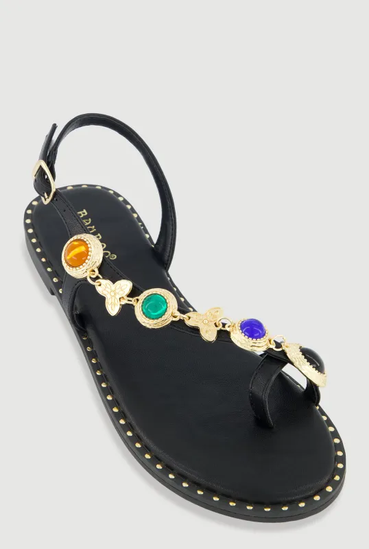 Charm Detail Toe Loop Sandals sold by Rainbow