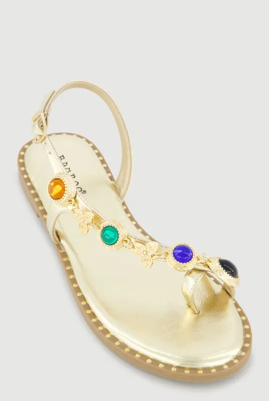 Charm Detail Toe Loop Sandals sold by Rainbow