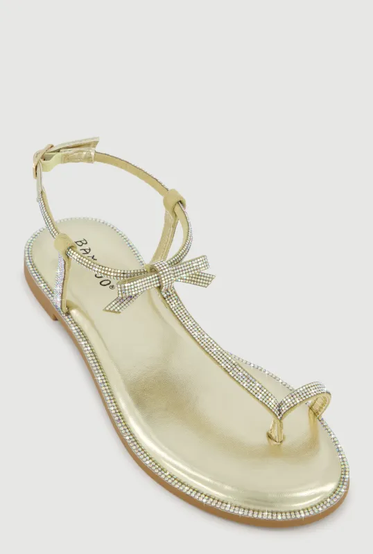 Rhinestone Toe Loop Ankle Strap Thong Sandals sold by Rainbow