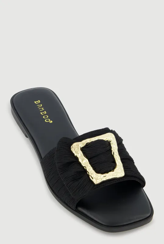 Metallic Buckle Band Slide Sandals sold by Rainbow