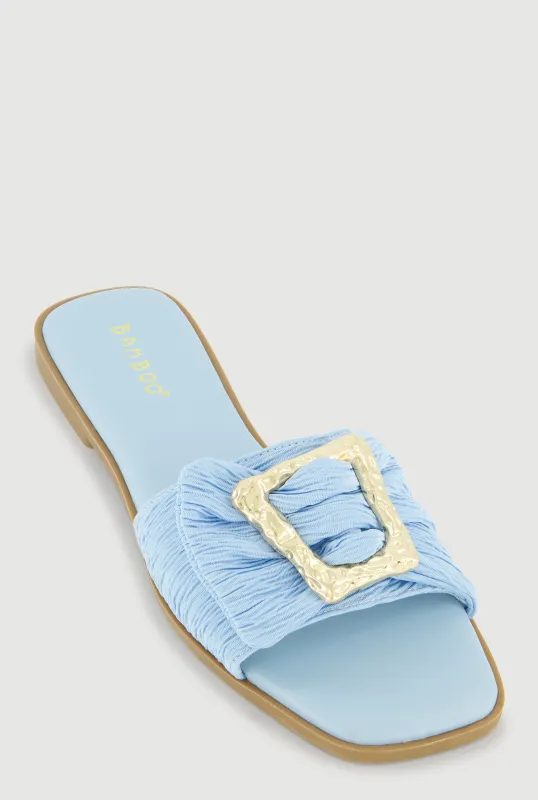Metallic Buckle Band Slide Sandals sold by Rainbow