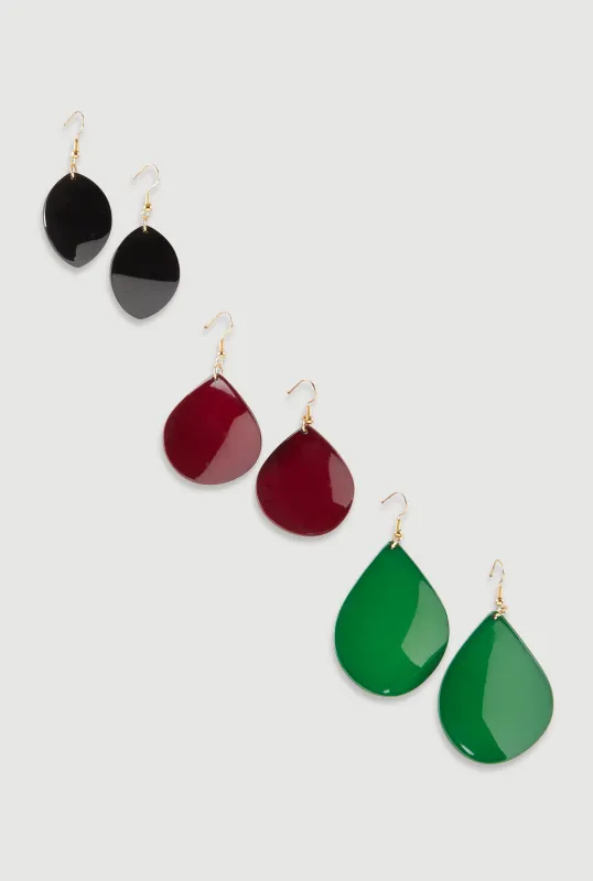 Assorted Teardrop Earrings Set of 3 sold by Rainbow