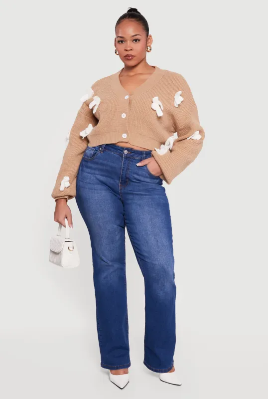 Plus Size Bow Detail Button Front Cardigan sold by Rainbow