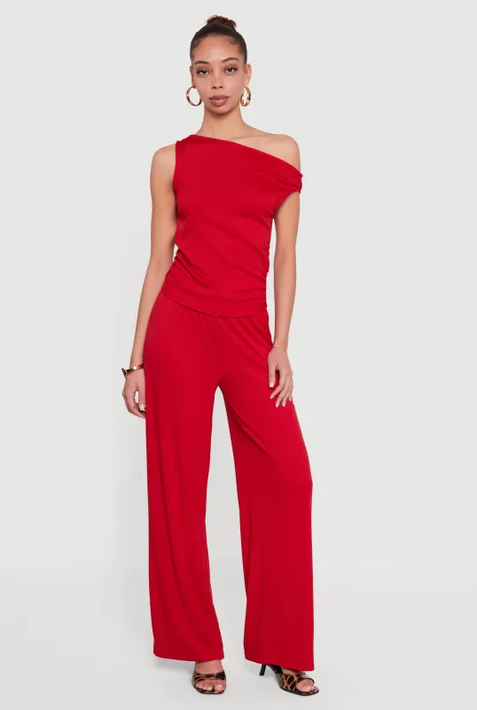 Ribbed Knit Wide Leg Pull On Pants sold by Rainbow