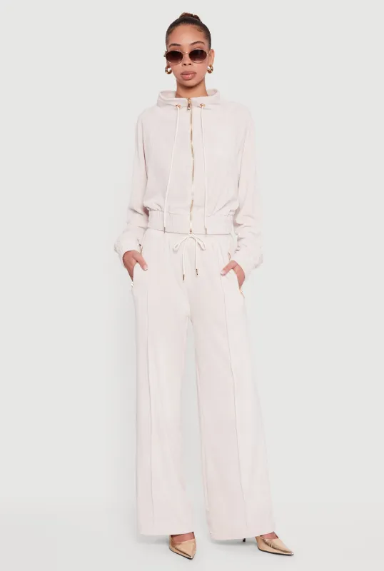 Velour High Waist Wide Leg Sweatpants sold by Rainbow