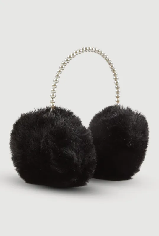 Faux Pearl Headband Faux Fur Earmuffs sold by Rainbow