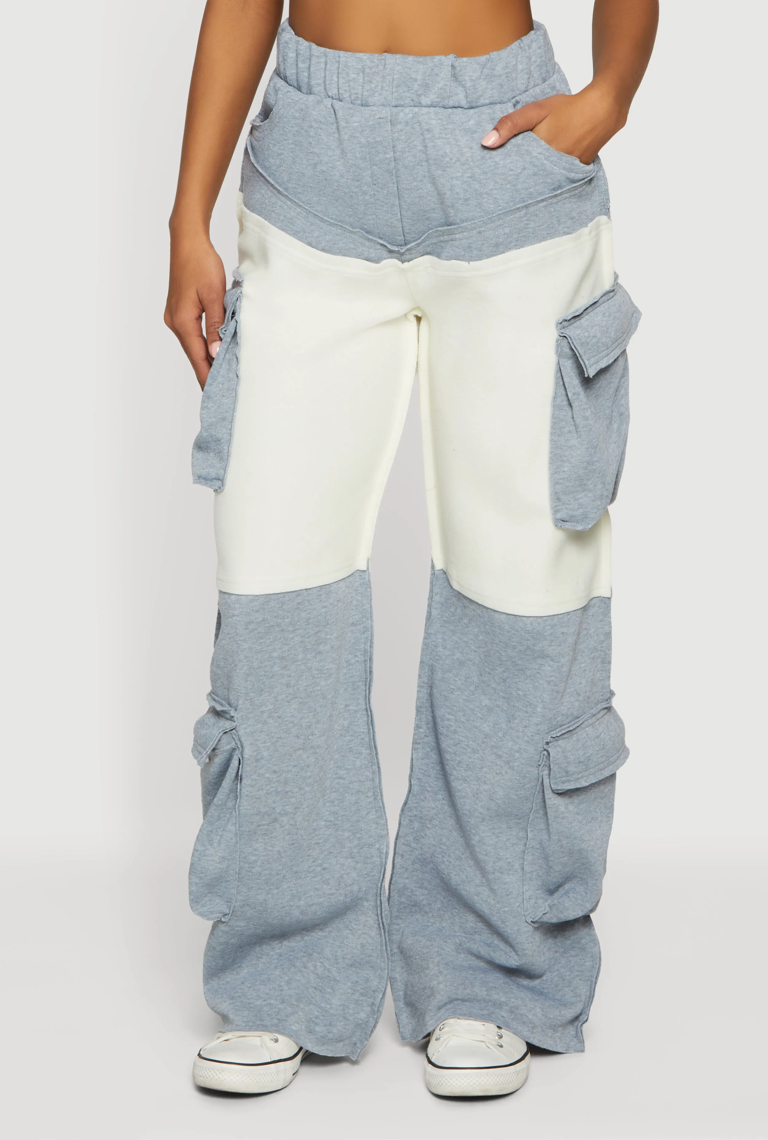 Color Block Wide Leg Utility Sweatpants sold by Rainbow product image thumbnail 3