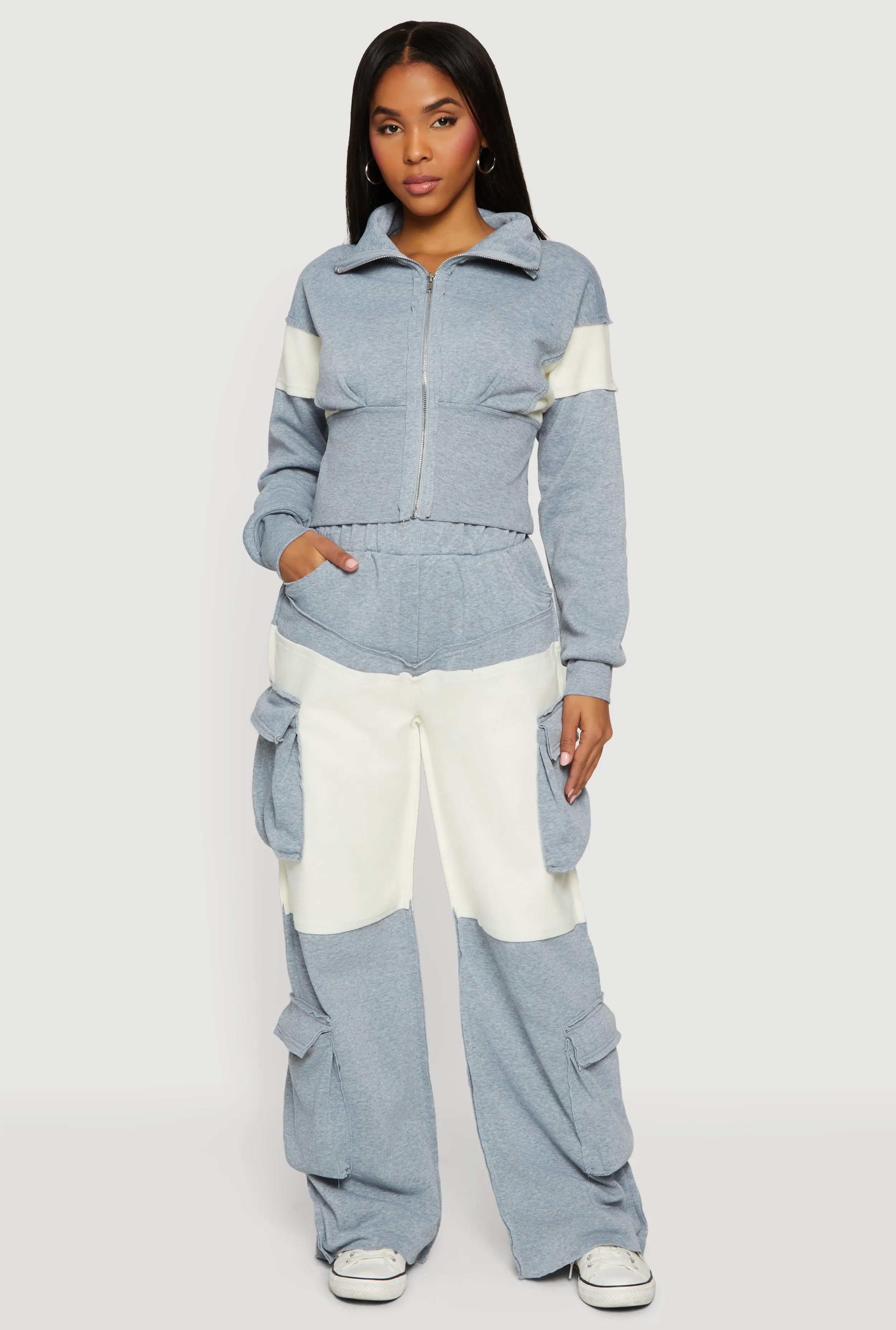 Color Block Wide Leg Utility Sweatpants sold by Rainbow