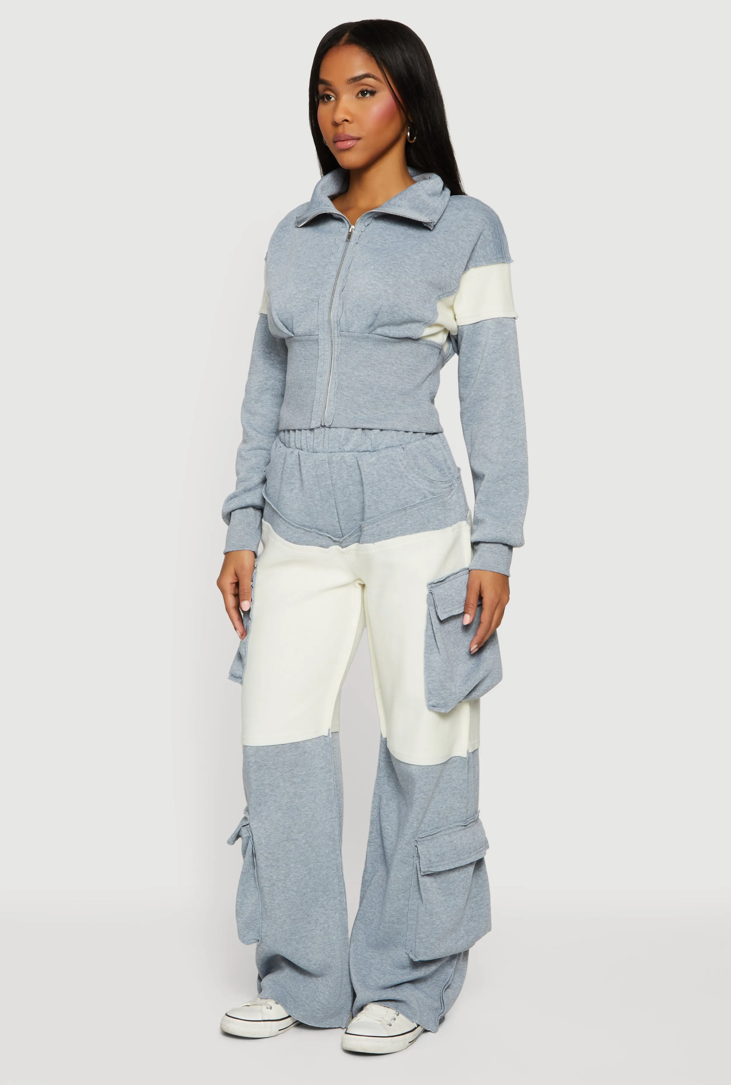 Color Block Wide Leg Utility Sweatpants sold by Rainbow product image thumbnail 2