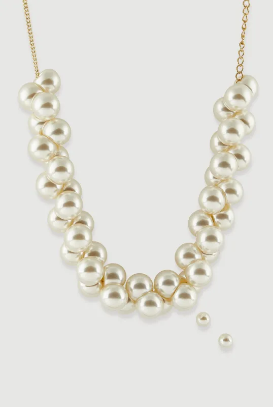 Chunky Faux Pearl Necklace and Earrings sold by Rainbow