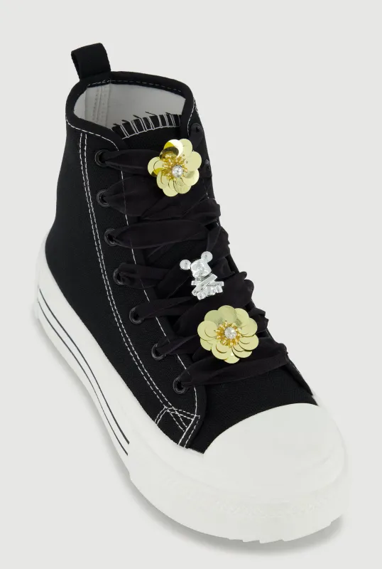 Tulle Lace Up Charm Platform High Top Sneakers made by Rainbow
