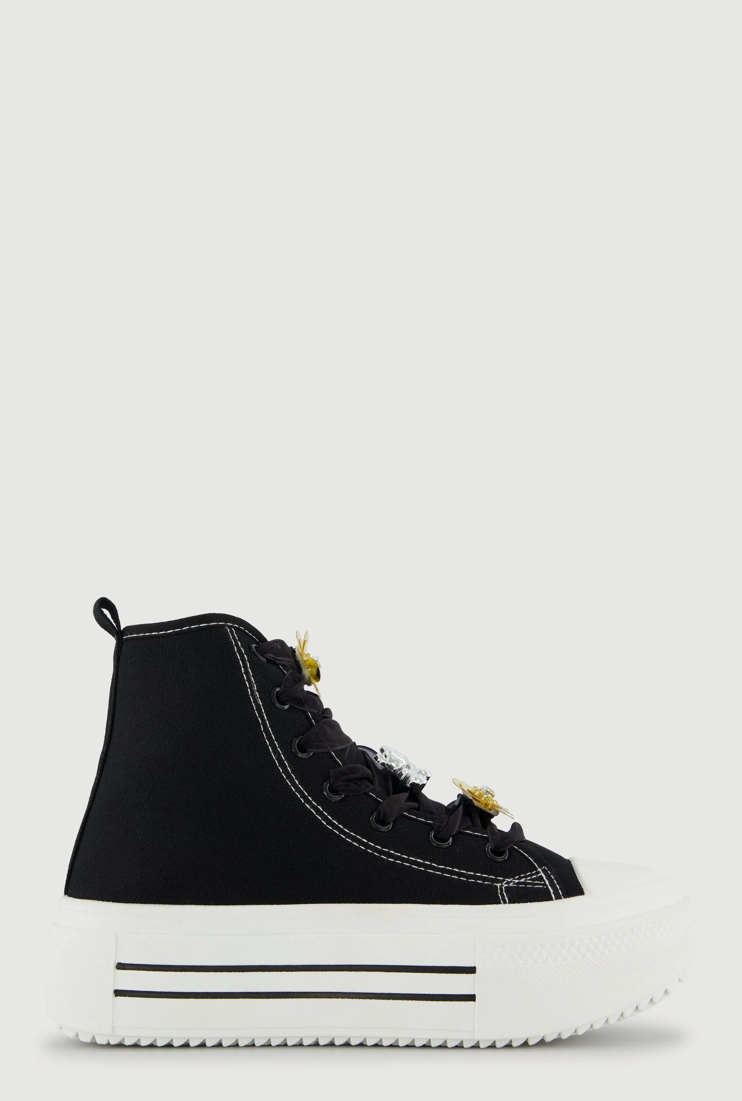 Tulle Lace Up Charm Platform High Top Sneakers sold by Rainbow product image thumbnail 2