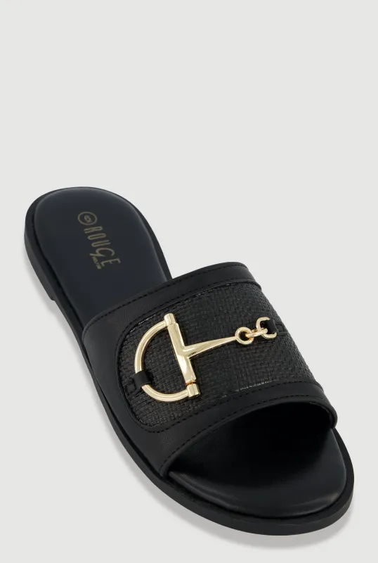 Metallic Horsebit Band Open Toe Sandals sold by Rainbow