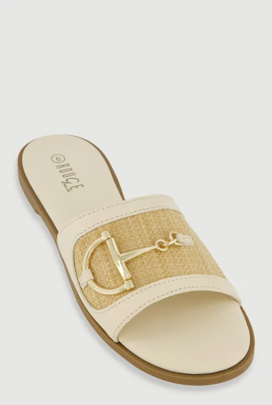 Metallic Horsebit Band Open Toe Sandals sold by Rainbow