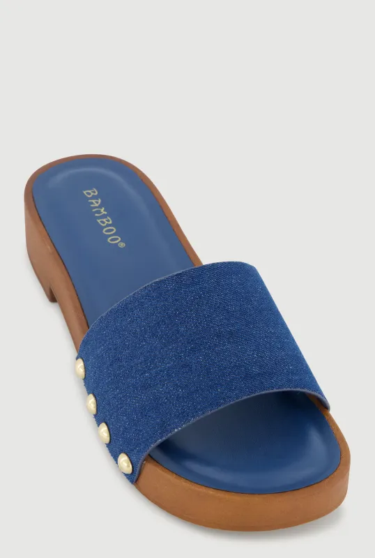 Studded Metallic Trim Open Toe Sandals sold by Rainbow